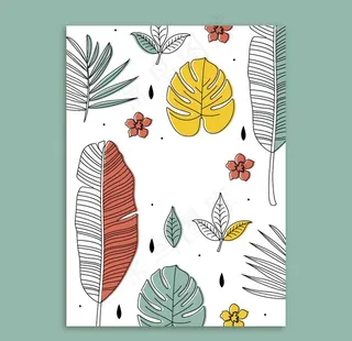 线条矢量手绘花草植物图片