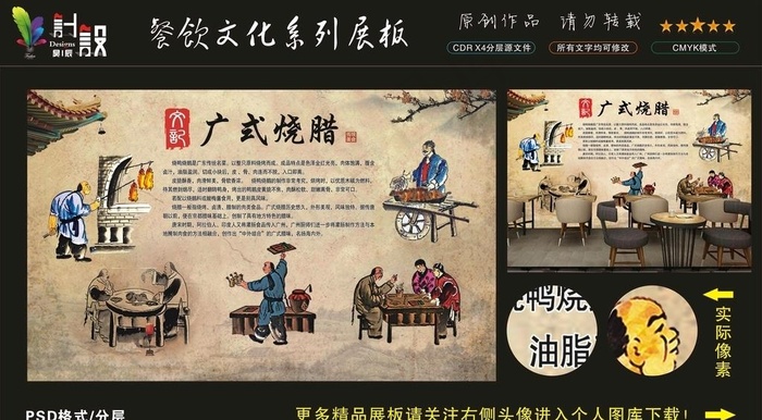 烧腊文化背景墙图片(5315X3307(DPI:300))psd模版下载
