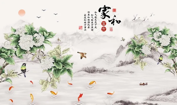 花开富贵装饰画图片(9071X5669(DPI:72))psd模版下载