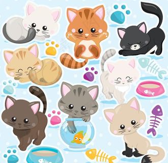 卡通可爱小猫素材图片