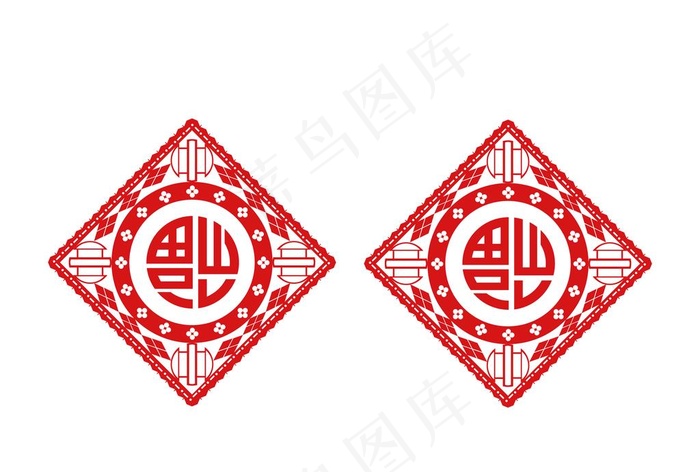 红色中国风福字装饰元素图片ai矢量模版下载