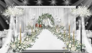 白绿花环小清新婚礼效果图图片