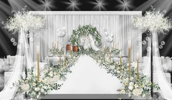 白绿花环小清新婚礼效果图图片 白绿花环小清新婚礼效果图图片