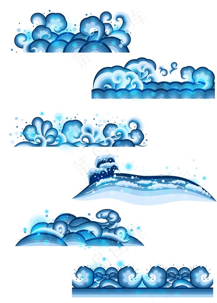 日本蓝色的浪花插画图片