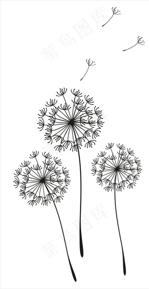 蒲公英黑白矢量图抽象cdr图片