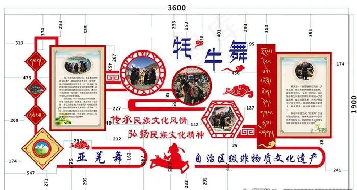 非物质文化遗产形象墙图片(3600X1900)cdr矢量模版下载
