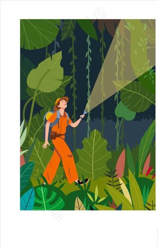 丛林探险家矢量插图图片