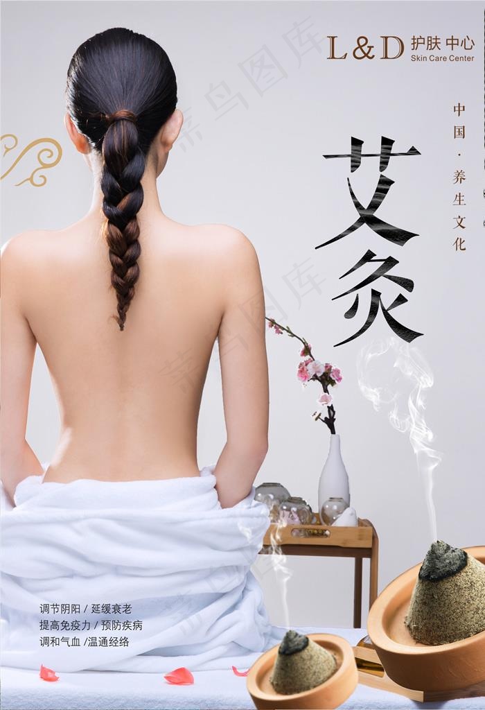 美容挂画 艾灸养生图片