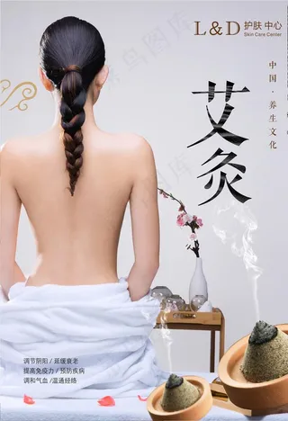 美容挂画 艾灸养生图片