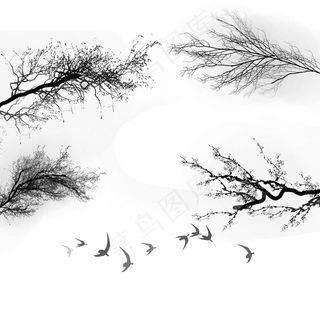 水墨 树枝 剪影 意境树木 树图片