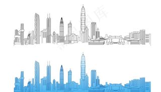 深圳地标地标性建筑矢量剪影图片