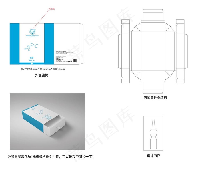 抽拉式包装盒平面设计稿图片ai矢量模版下载
