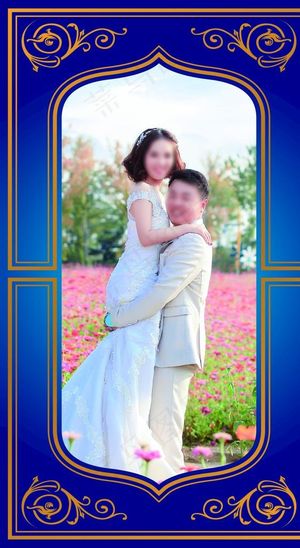 蓝金色婚礼背景图片