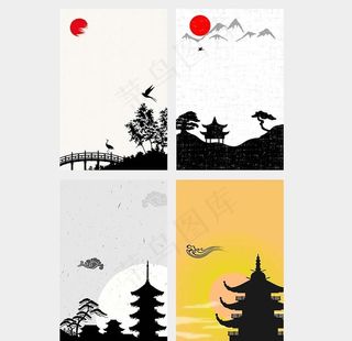 矢量古典建筑剪影图片