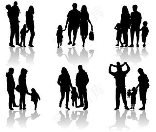 一家人剪影图片