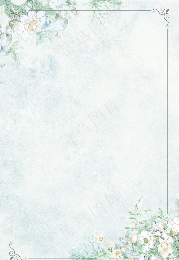 小清新水彩花卉背景图图片