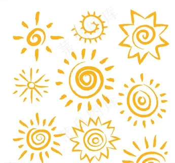 橙色手绘太阳图片