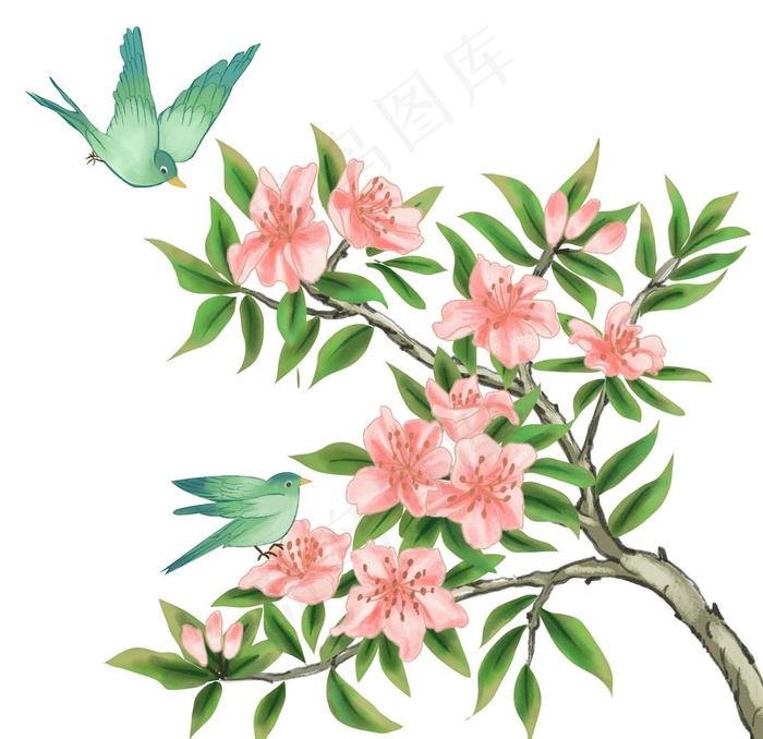 杜鹃花 水彩杜鹃花图片psd模版下载