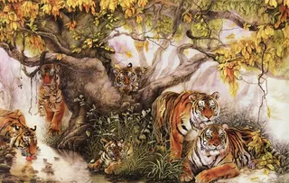 老虎 国画图片