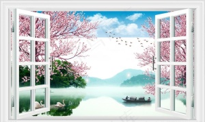 3D窗户背景墙图片