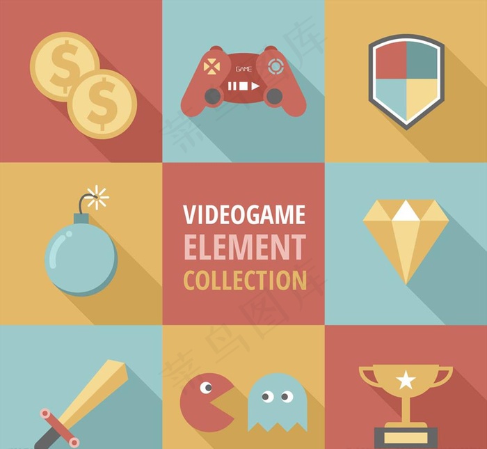8款创意电子游戏元素矢量图图片