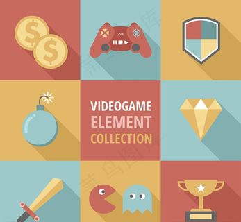 8款创意电子游戏元素矢量图图片