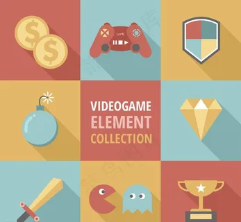 8款创意电子游戏元素矢量图图片