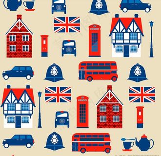 英伦风无缝印花图案图片