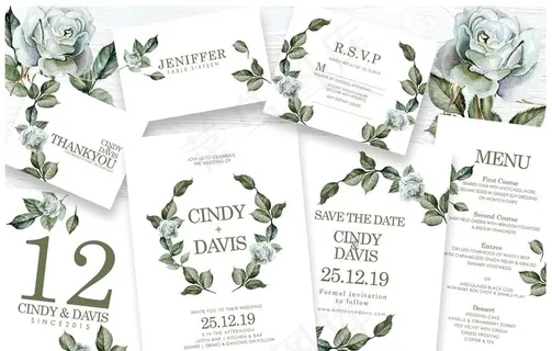 尤加利叶婚礼海报 婚礼邀请函图片