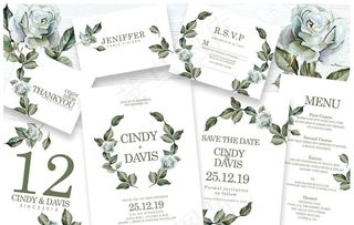 尤加利叶婚礼海报 婚礼邀请函图片