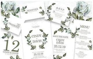 尤加利叶婚礼海报 婚礼邀请函图片