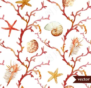 海鲜水彩插画图案图片