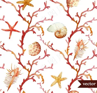 海鲜水彩插画图案图片