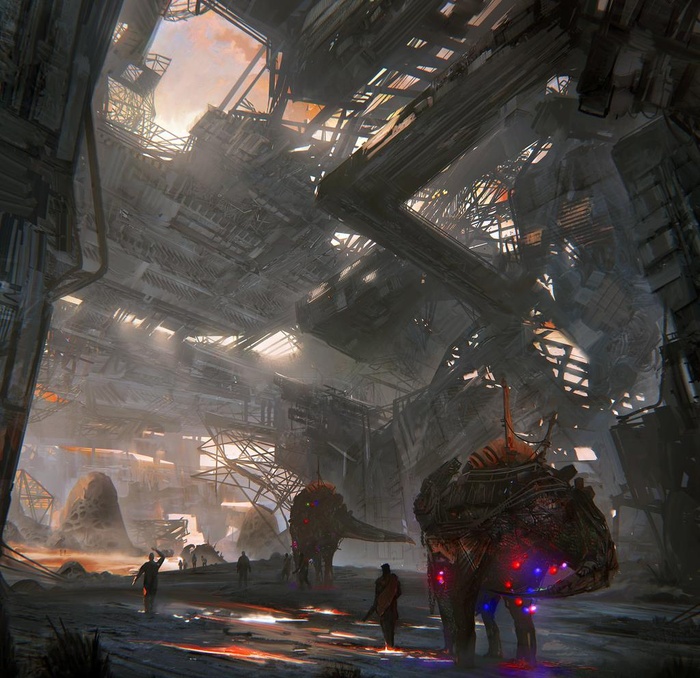 未来科幻场景大气插画图片