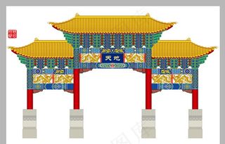 牌坊  门楼 彩绘 古建 挑檐图片