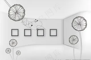 蒲公英背景墙图片