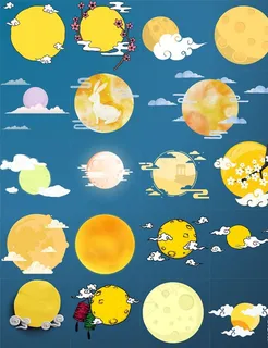 矢量彩色卡通中秋节月亮图片