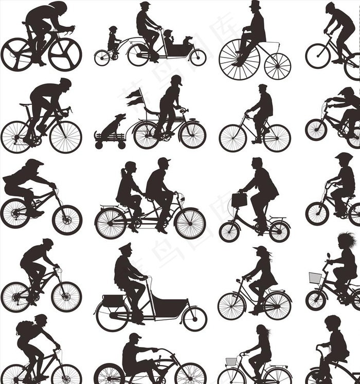 自行车剪影图片