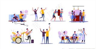 休闲娱乐业余活动矢量插画图片