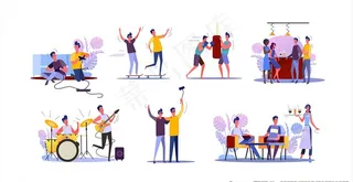 休闲娱乐业余活动矢量插画图片