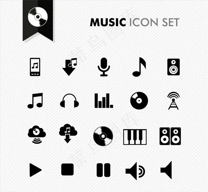 音乐图标图片ai矢量模版下载