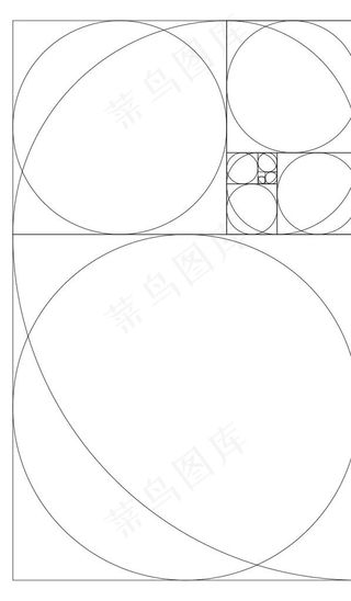 黄金比例螺旋切割构图矢量图图片