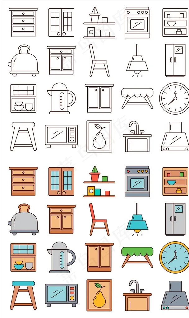 厨房图标图片ai矢量模版下载