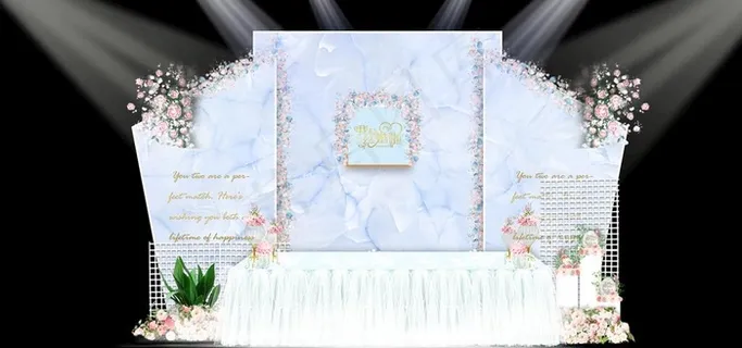 蓝色系婚礼设计背景图片