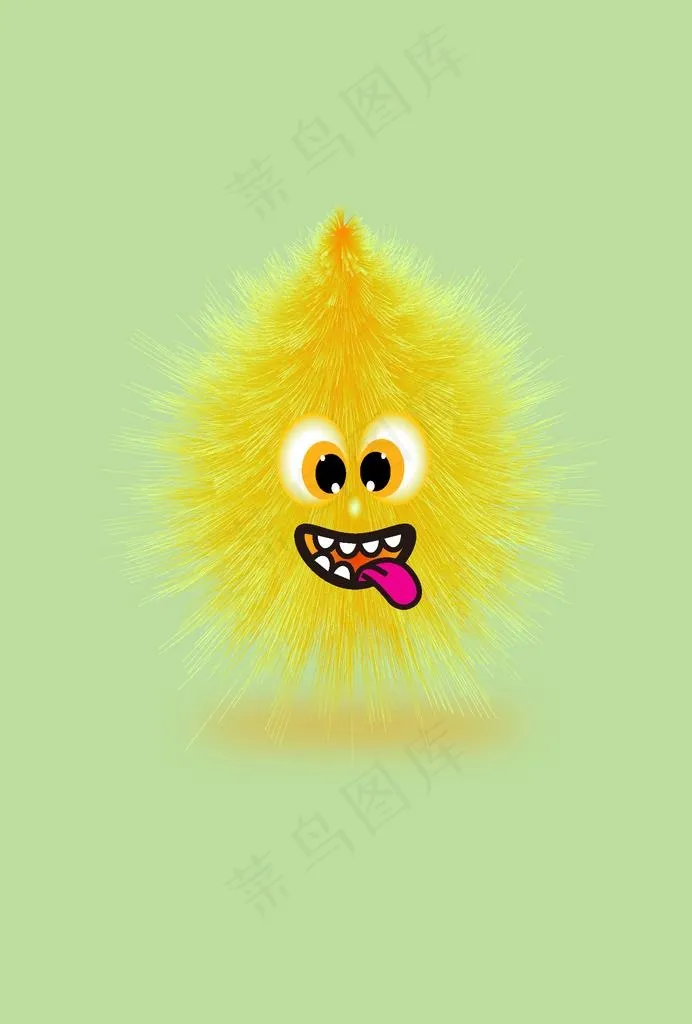 黄色毛球卡通插画元素图片