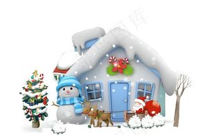冬天雪房子图片