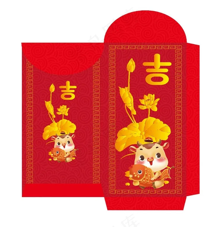 2021 牛年红菜鸟图库片ai矢量模版下载