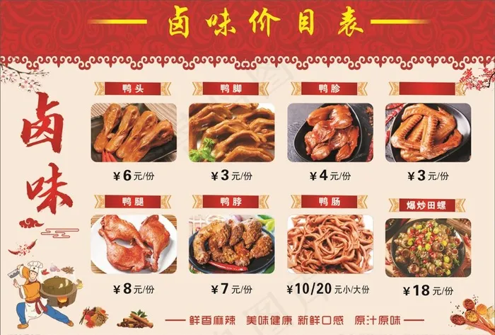 卤味价目表图片(210X297)cdr矢量模版下载