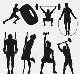 7款创意健身人物剪影矢量素材图片