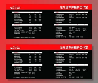 汽车美容价格表图片